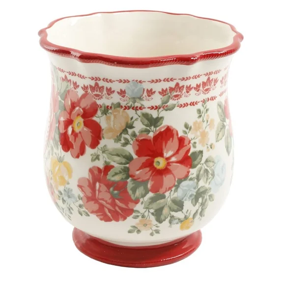The Pioneer Woman Vintage Stoneware Utensil Holder Farmhouse Red